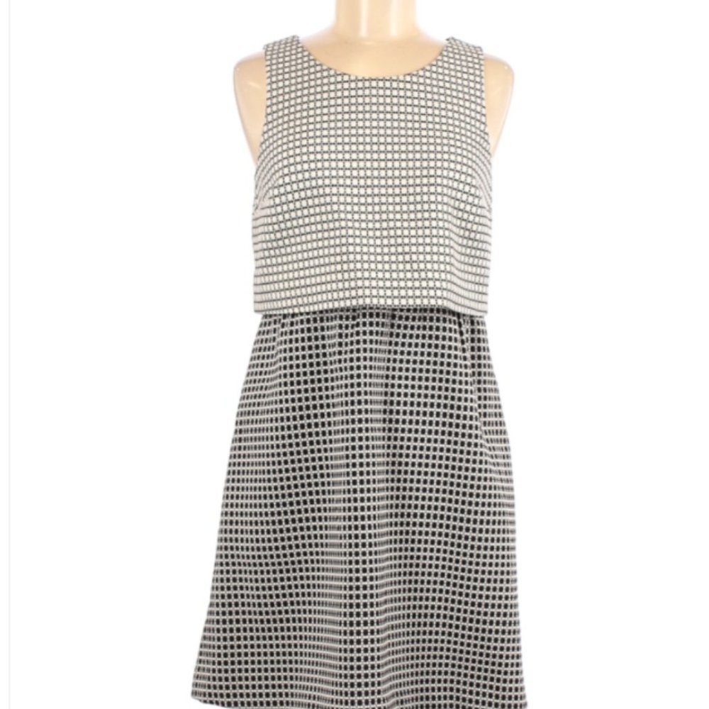 CYNTHIA ROWLEY Black White Tiered Club Dots Dress